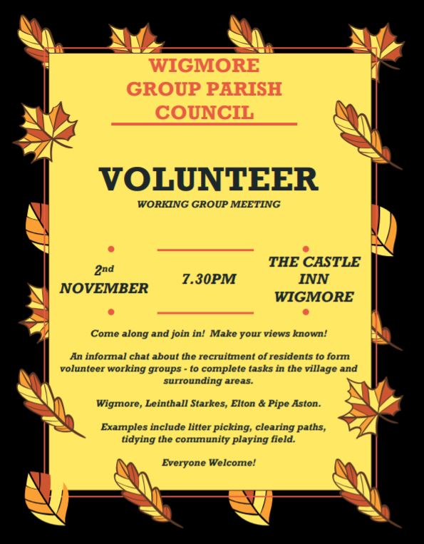 Poster Volunteers Meeting 2 Nov 2021 at The Castle